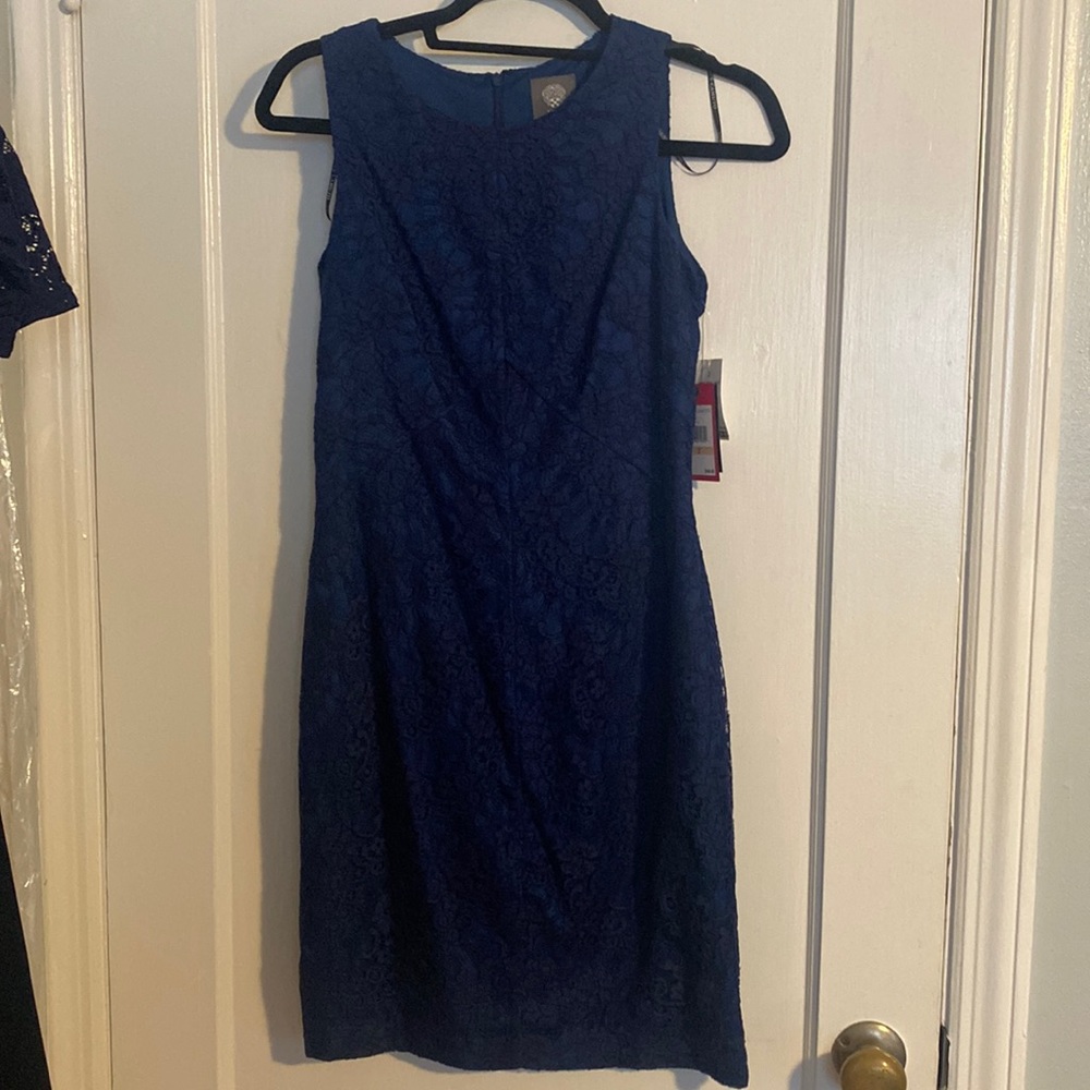 Navy blue lace dress- fitted